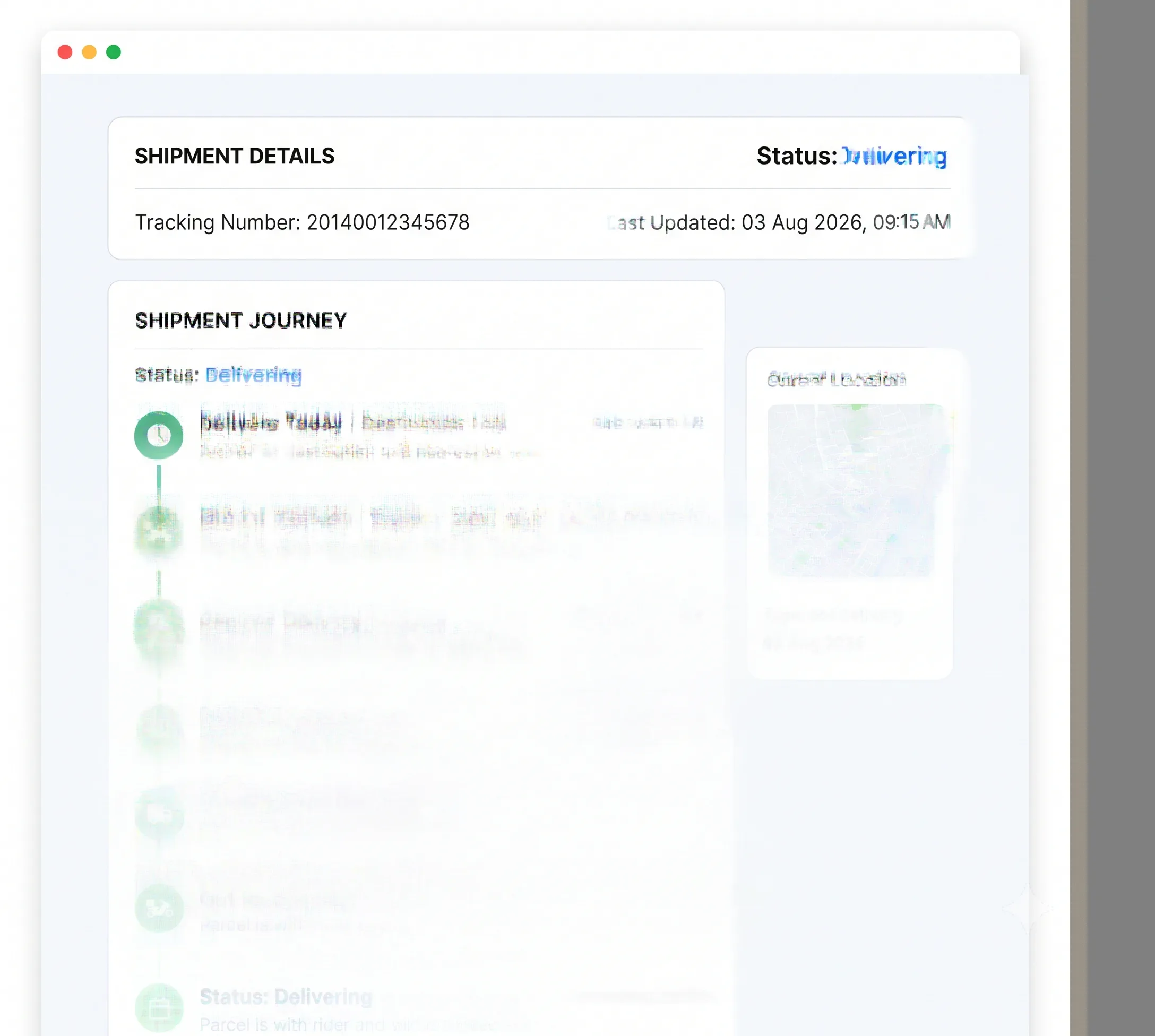Postex tracking status page showing shipment scan history and delivery statuses